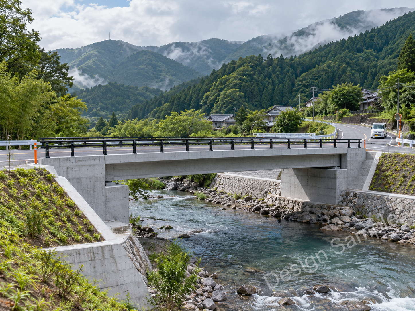 山間部の河川に架かるコンクリート橋