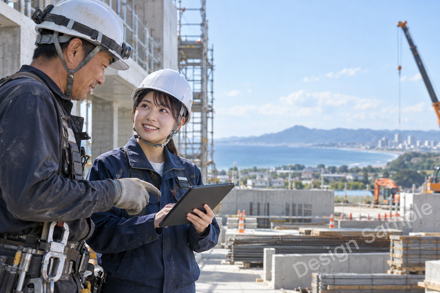 現場で技術を学ぶ若手技術者と熟練者