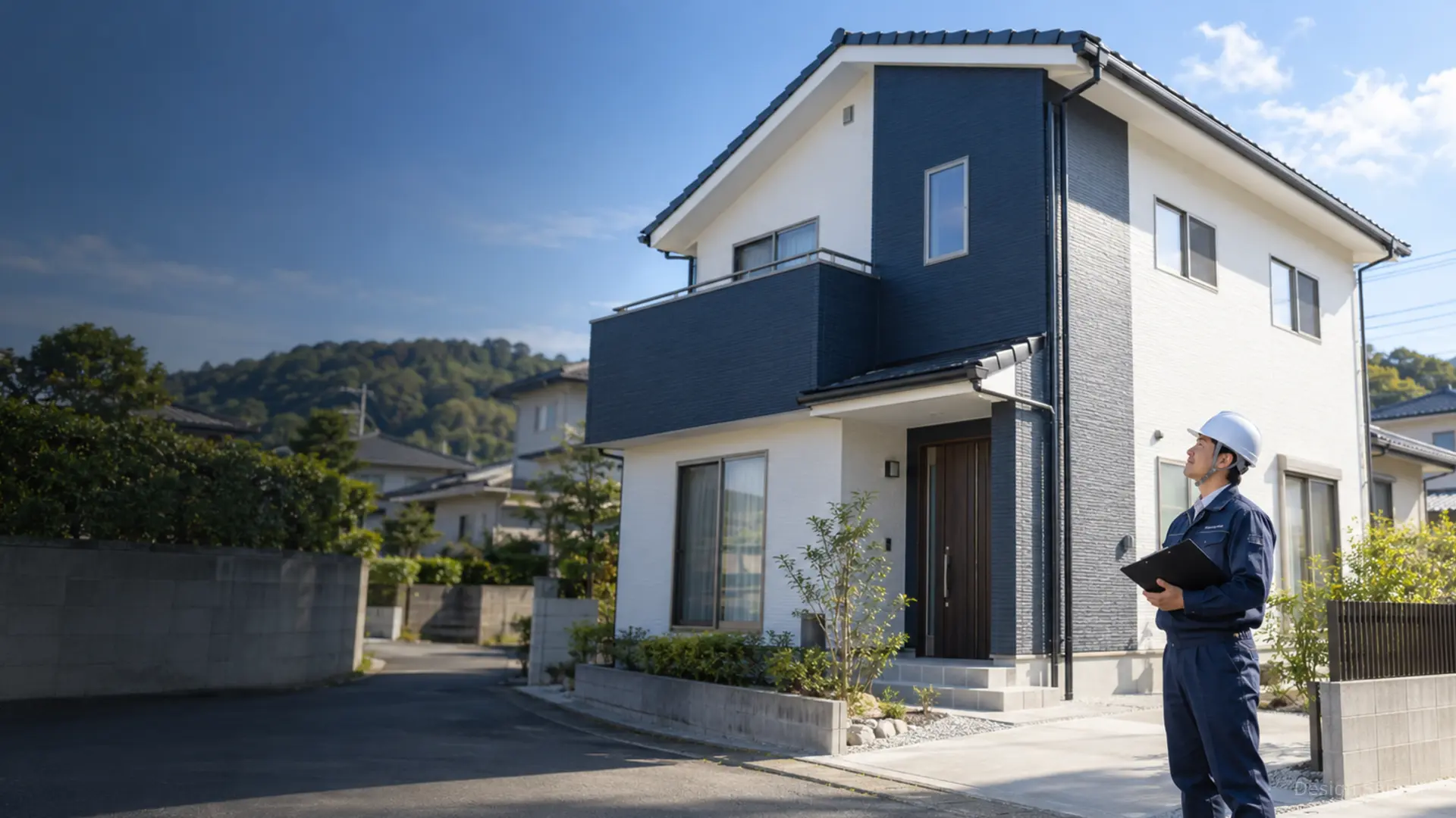 屋根塗装を終えた住宅